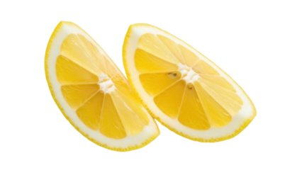 Isolated wedge shape of lemon for lemonade and citrus flavor with yellow color slice