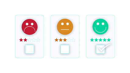 Service experience rating  pannel through the online application for consumor satisfaction. online concept of consumer satisfaction survey. 