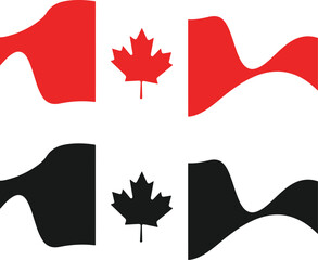 Minimal canada flag silhouette vector with maple leaf icon