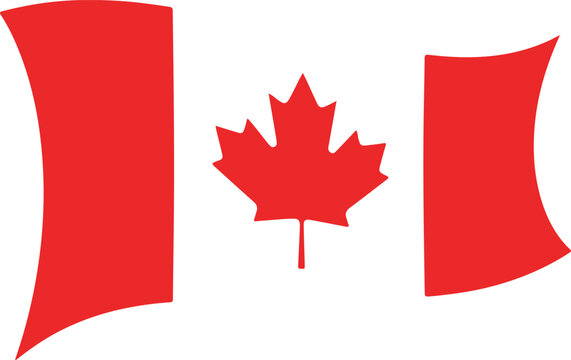 Abstract waving canada flag silhouette in flat vector style