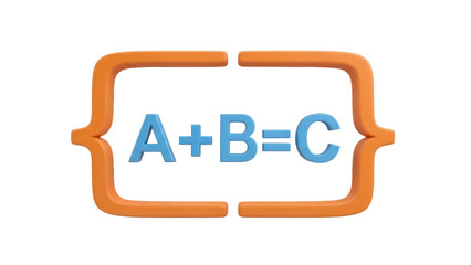 Isolated symbolic illustration depicts a simple mathematical formula surrounded by brackets
