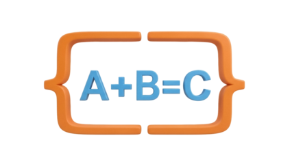 Isolated symbolic illustration depicts a simple mathematical formula surrounded by brackets