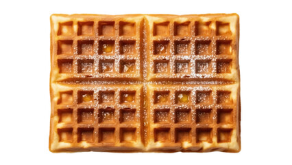 Isolated waffle quarter with sugar powder on top, delicious pastry snack for breakfast
