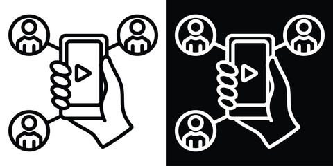 Viral line and glyph icon style on white and black background