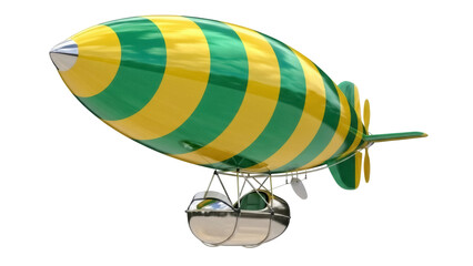 Isolated airship with stripes, air vehicle concept, retro transport, vintage zeppelin © Dennis