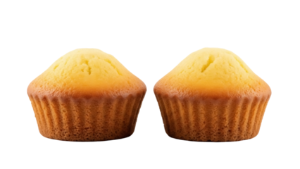 Isolated Muffin Pair Ready to Eat as Breakfast or Dessert Treat with No Background