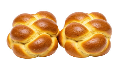 Isolated challah loaves, traditional Jewish bread served on the Sabbath and holidays meal