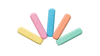 Isolated chalk sticks, colorful art supplies for school work or creative projects