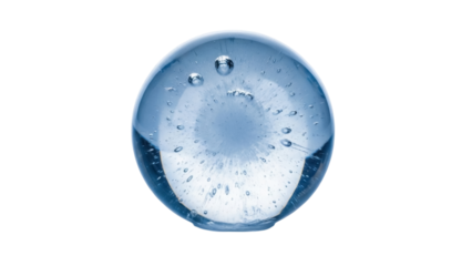 Isolated glass ball with air bubbles, a decorative sphere made from transparent material