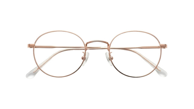 Isolated reading glasses in a thin frame, fashionable eyewear, prescription spectacles