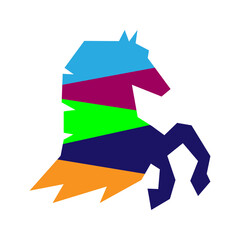 Powerful horse rearing up proudly.