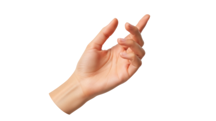 Isolated hand gesture with fingers and palm pointing slightly upward in a natural position