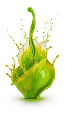 Vibrant Green Liquid Splash Forming Abstract Shape.