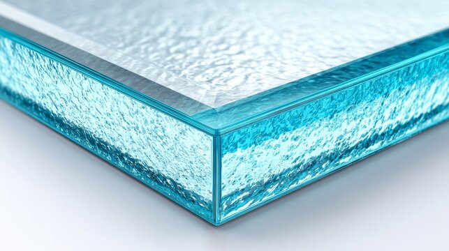 Close-up of durable triple-layered tempered safety glass. Ideal for architecture websites, construction blogs, or home improvement articles focusing on safety and glazing materials.