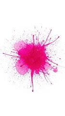 Vibrant Pink Ink Splash Over White Canvas Abstract Art.