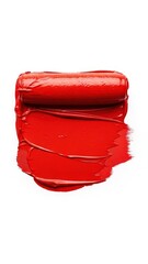 Vibrant Red Lipstick Stroke on White Background.