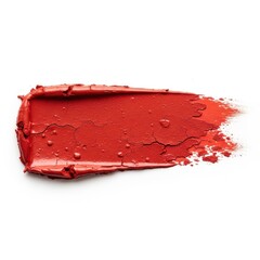 Vibrant Red Paint Swipe Across White Background.