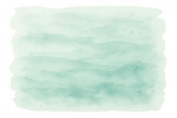 Green watercolor background with abstract brush strokes and faded edges on a transparent canvas