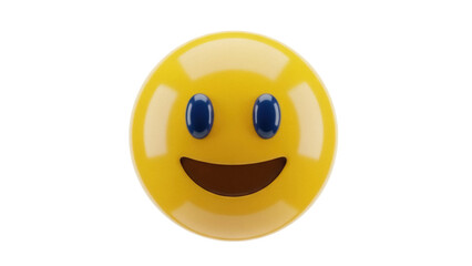 Isolated 3D smiley face in yellow with smiling expression, cheerful and bright design