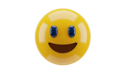 Isolated 3D smiley face in yellow with smiling expression, cheerful and bright design
