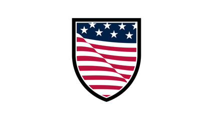 USA flag on shield, flat color illustration