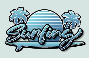 surfing beach tropical paradise style typography lettering editable text effect font type template