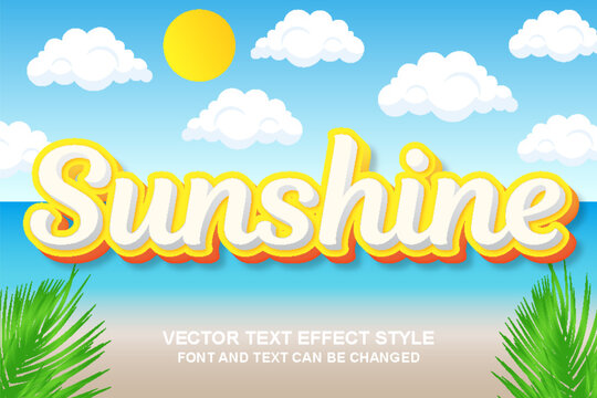 sunshine tropical paradise beach sun light editable text effect font style template typography lettering