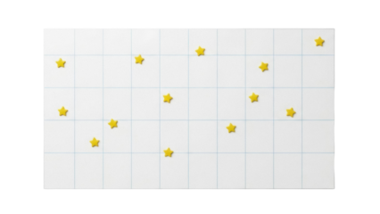 Isolated calendar with yellow star magnets, schedule, time management, task list, organization