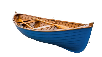Isolated blue rowboat with oars inside, ready for summer adventure on the water © Dennis
