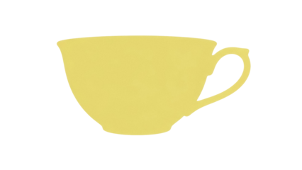 Isolated vintage tea cup drawing, yellow teacup graphic, antique kitchen utensil art, clipart