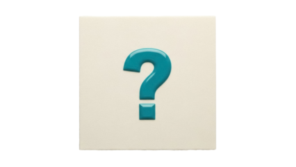 Isolated Turquoise Question Mark on Square Shape, Puzzle Game Symbol, Mystery Quest Icon