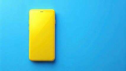 Yellow phone with bright yellow accents on a vibrant blue background