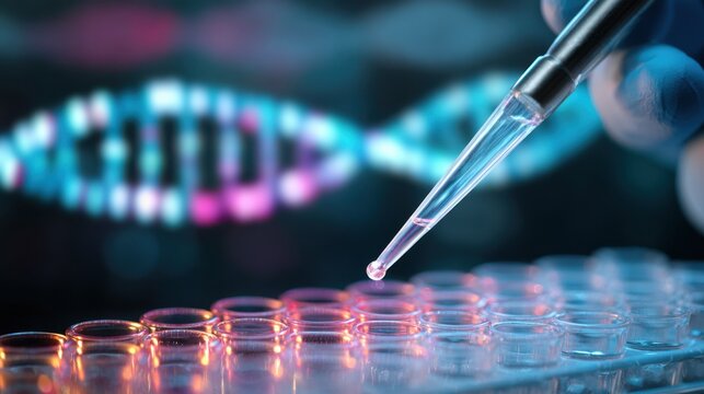 DNA sequencing research using pipettes and test tubes