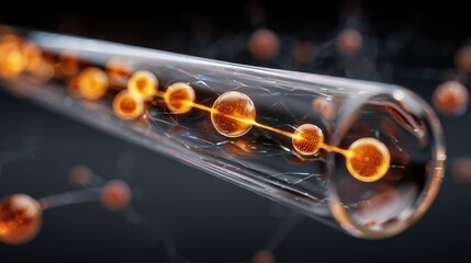 Glowing molecular structure with energy transfer