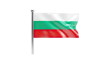 Bulgarian Flag Waving on a Pole - Isolated
