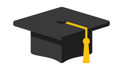 Graduation cap with golden tassel on white background