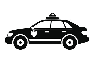 Fototapeta premium police car silhouette line art vector illustration
