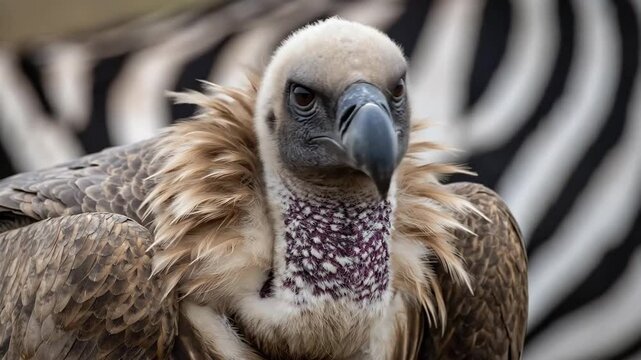 Close up detailed high resolution images of a griffon vulture looking around in a natural environment