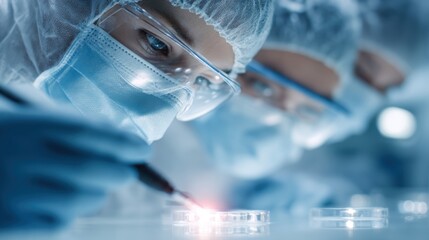 Scientists working in laboratory with medical equipment