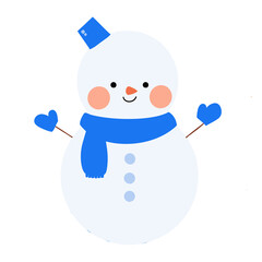 青いマフラーをした雪だるま