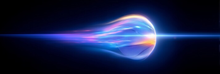 Naklejka premium Basketball ball banner with dynamic colorful energetic light trails. Basketball wallpaper