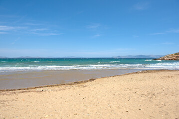 Marikes Sand Beach Near Rafina with Turquoise Waters