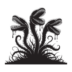 Venus flytrap plant with open mouths and sharp teeth