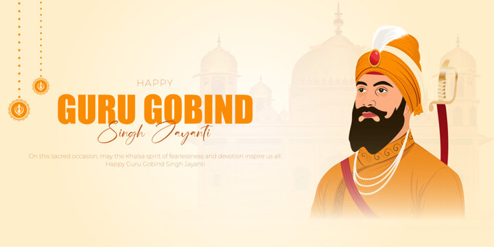 Happy Guru Gobind Singh Jayanti social media post and Greeting Card Vector Illustration