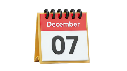 Calendar Showing December 7th on White Background