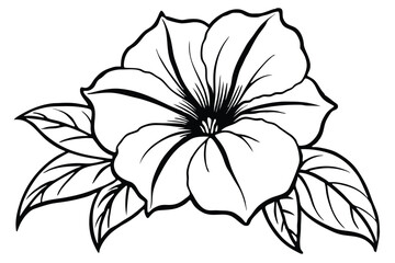 petunia silhouette line art vector illustration