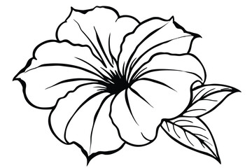 petunia silhouette line art vector illustration