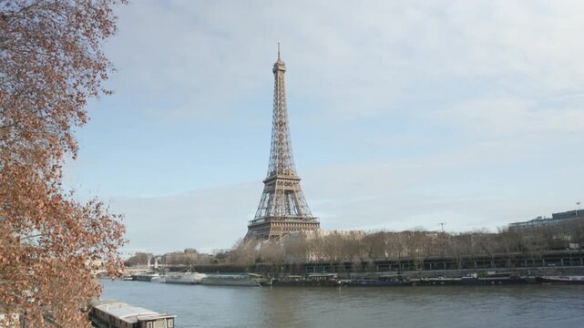 Tilt Up Shot from Croissant to Eiffel Tower in Cinematic Daylight Paris France