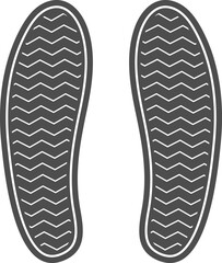 Pair of shoe prints showing walking direction path