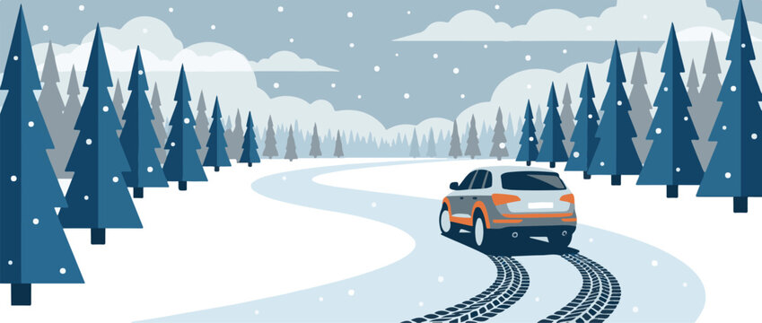 winter road in the snow